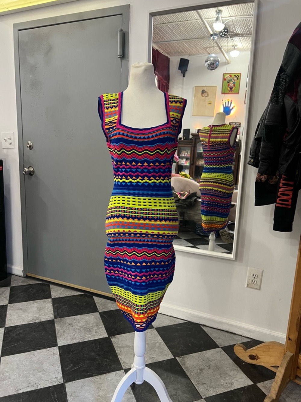 Milly Vibrant Multicolor Bodycon Dress - Sleeveless Scoop Neck